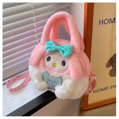 Kawaii Sanrio Plush Backpack – Kuromi, Melody, Cinnamoroll & Pochacco Anime Plush Handbags for Girls, Perfect Gift - Kidzy Market