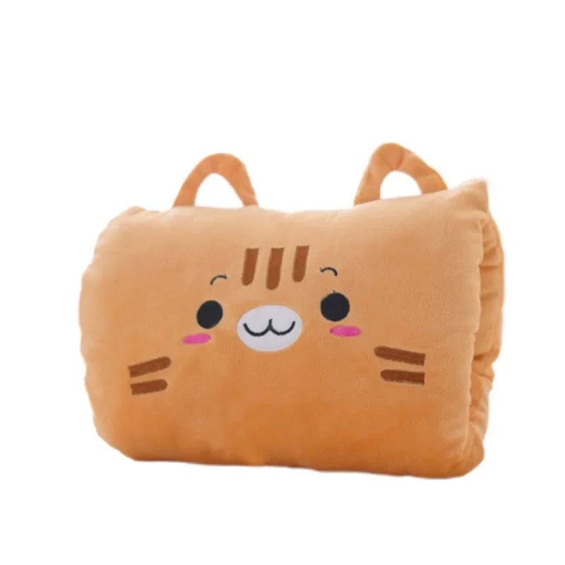 Children's Cartoon Plush Nap Pillow and Hand Warmer Gloves Plush Cushion Gift for Kids and Adults