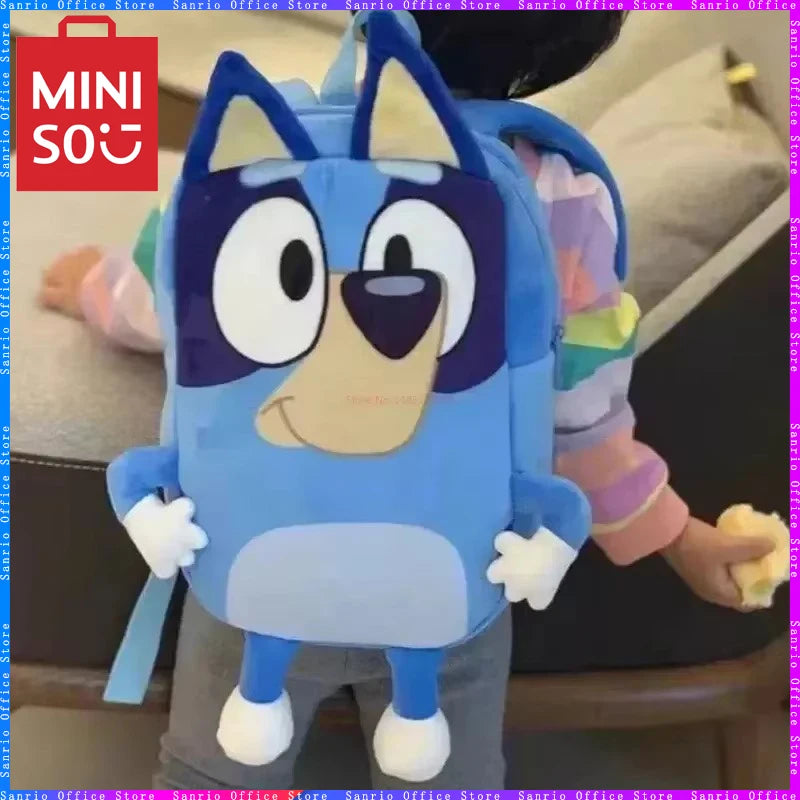 MINISO Bingo Cartoon Plush Mini Backpack – Soft School Bag and Book Bag for Kids