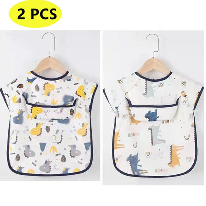 Waterproof Long-Sleeve Baby Smock – Art Apron & Feeding Bib with Pocket for Toddlers & Infants (Boys & Girls) - Kidzy Market