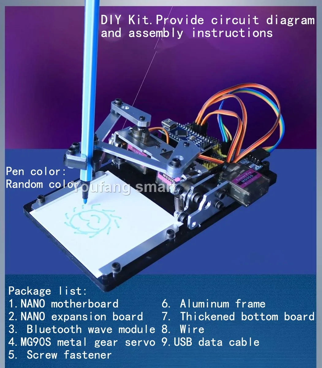 Drawbot Robot MG90S Manipulator, Artboard Drawing Machine for Arduino, NANO Programmable DIY Kit for Robot Starters