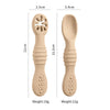 2PCS Silicone Baby Spoons Set – First Stage Utensils for Baby Led Weaning – Chew Training Spoons for Self-Feeding – Soft & Safe Baby Feeding Utensils