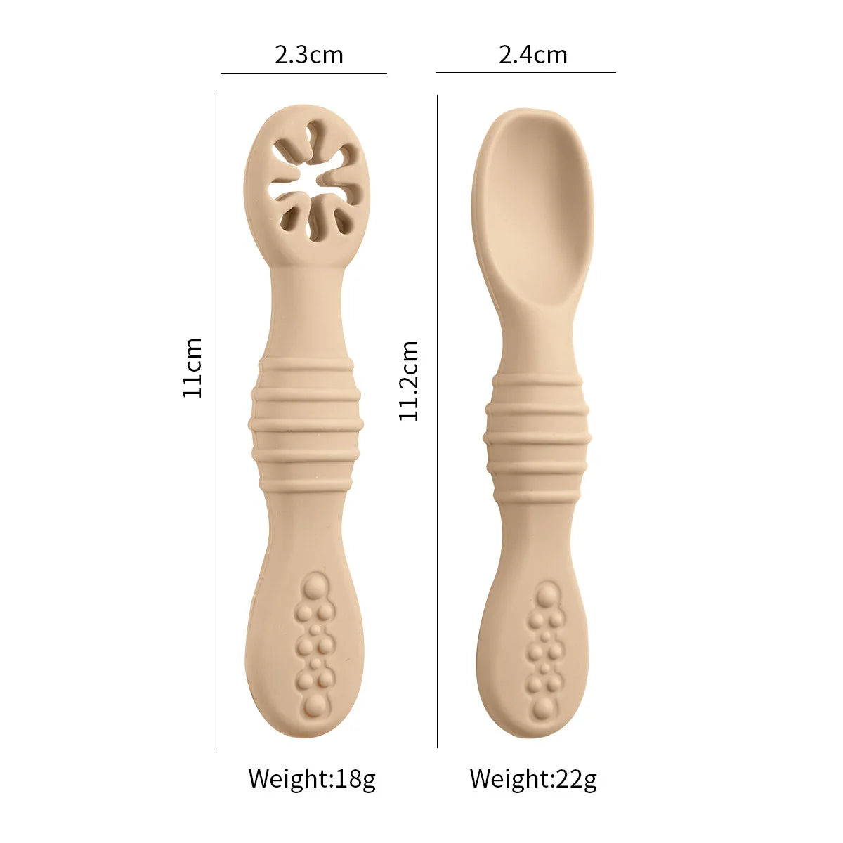 2PCS Silicone Baby Spoons Set – First Stage Utensils for Baby Led Weaning – Chew Training Spoons for Self-Feeding – Soft & Safe Baby Feeding Utensils