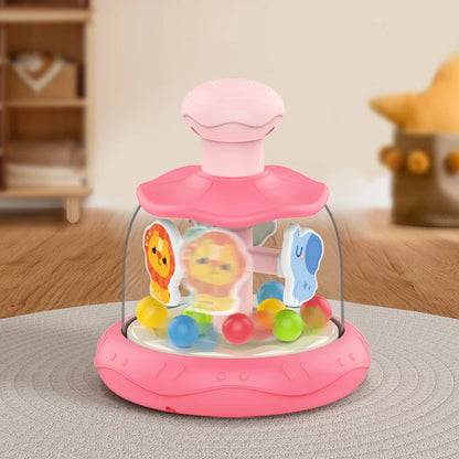 Baby Press Rotating Toy – Interactive Educational Spinning Animals, Skills Development Toy in Pink and Green, Birthday Gift for Kids