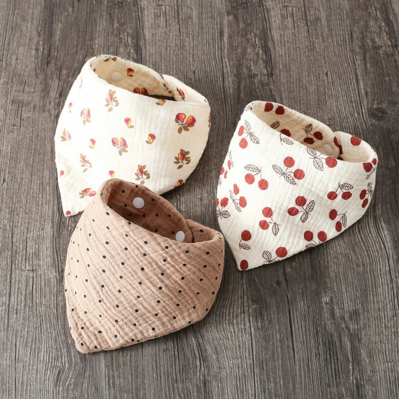 Baby Bandana Bibs | Muslin Drooling Bib for Infants 0-1 Year | High Absorbent Teething & Soothe Towel | Stylish Floral Design - Kidzy Market