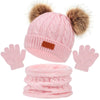 Baby Winter Hat, Scarf & Gloves Set – Knitted Fur Ball Beanie for Girls & Boys (1-5Y)