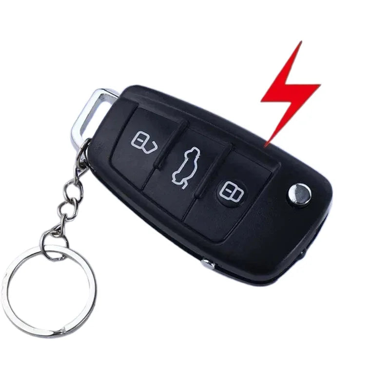 Black Electric Shock Car Key Prank Toy Keychain — Shock Gag Remote Key Ring (7 × 3.5 × 1.5 cm / 2.76 × 1.38 × 0.59 in)