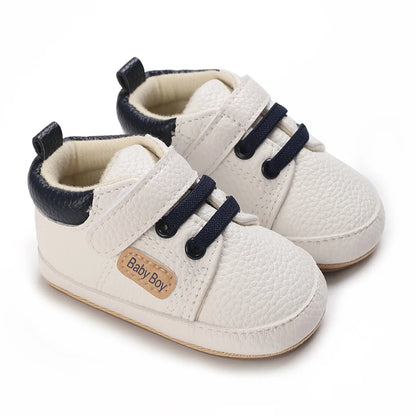 HAIZHIW Newborn Baby Boy & Girl Leather Shoes – Infant First Walkers, Non-Slip Rubber Toddler Retro Shoes (0-18M)