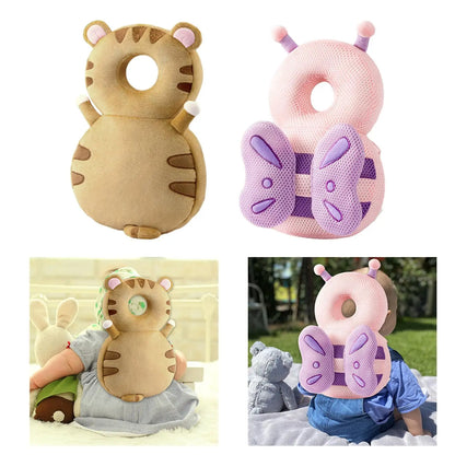 Baby Back Protection Animal Shape Headrest Backpack, Breathable Anti-Fall Head Protector for Crawling and Walking Children