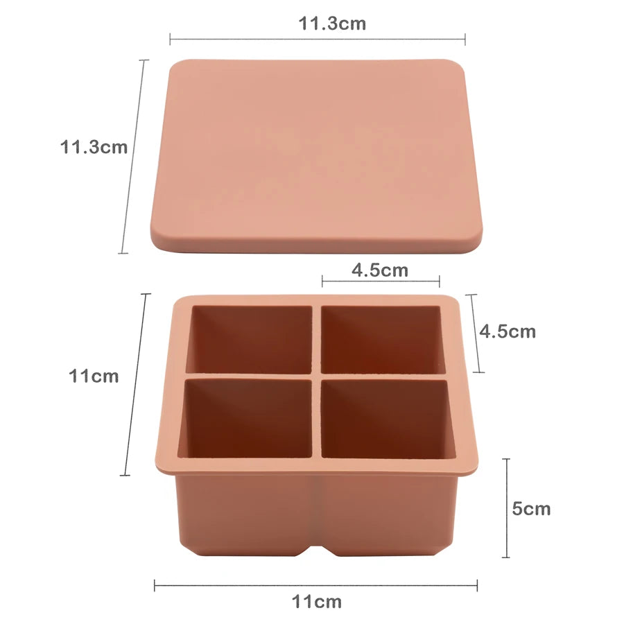 Food Grade Soft Silicone Square Ice Tray Mold - Newborn Feeding Bowl, Solid Color Fresh Food Container, Children's Tableware (BPA-Free)