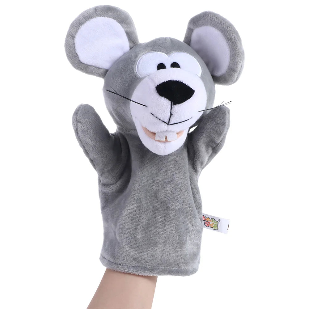 Stuffed Bear and Shark Hand and Finger Puppets, Plush Animal Dolls for Children