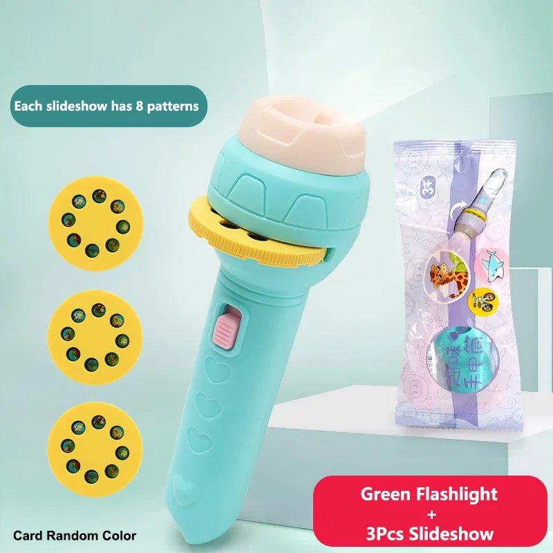 Kids Sleep Light Projector Torch – 24-Image Cute Cartoon Flashlight Projector for Bedtime Stories, Toddler Night Light (Battery Operated)