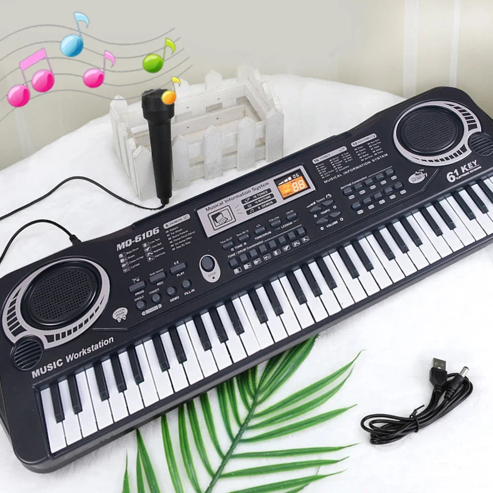 Chriyungel Kids Electronic Piano Keyboard with Microphone – 61/37 Keys Organ Musical Instrument Toy, Ideal Gift for Beginner Children