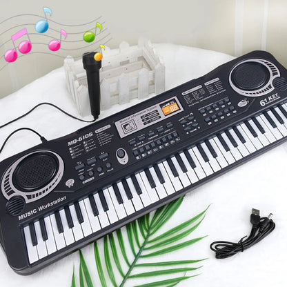 Chriyungel Kids Electronic Piano Keyboard with Microphone – 61/37 Keys Organ Musical Instrument Toy, Ideal Gift for Beginner Children