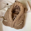 Cartoon Bear Ear Lamb Beanie with Face Mask — Thick Knit Winter Balaclava for Women & Girls