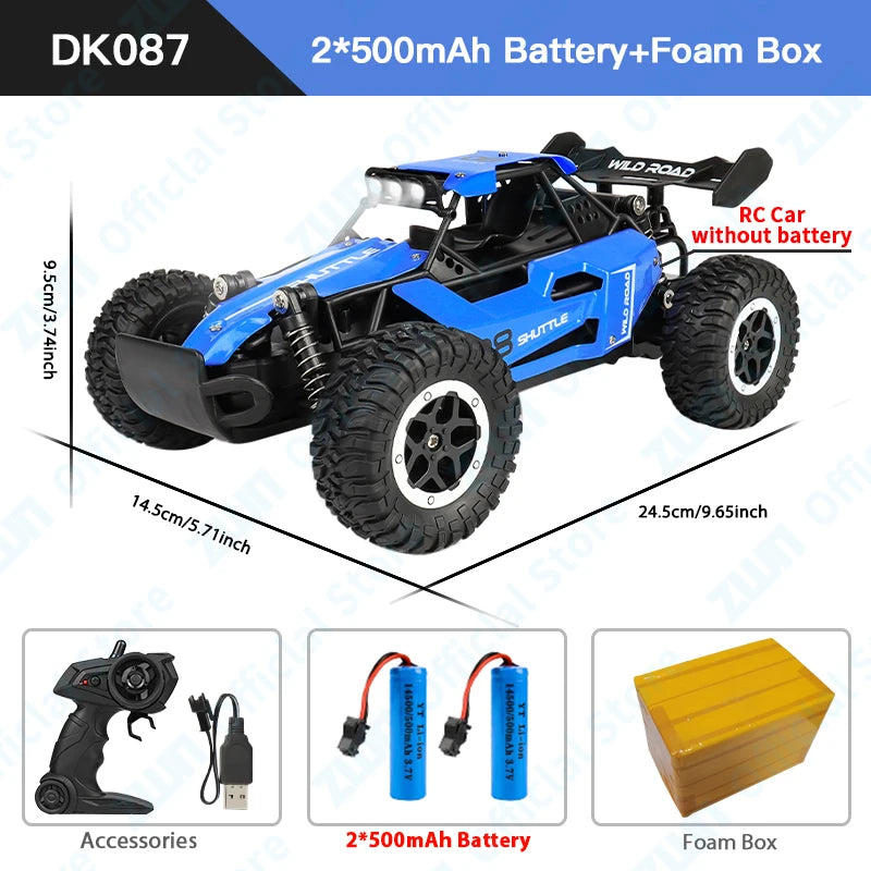 ZWN 1:16/1:20 RC Car with LED Light and 2WD Off-Road Climbing Remote Control