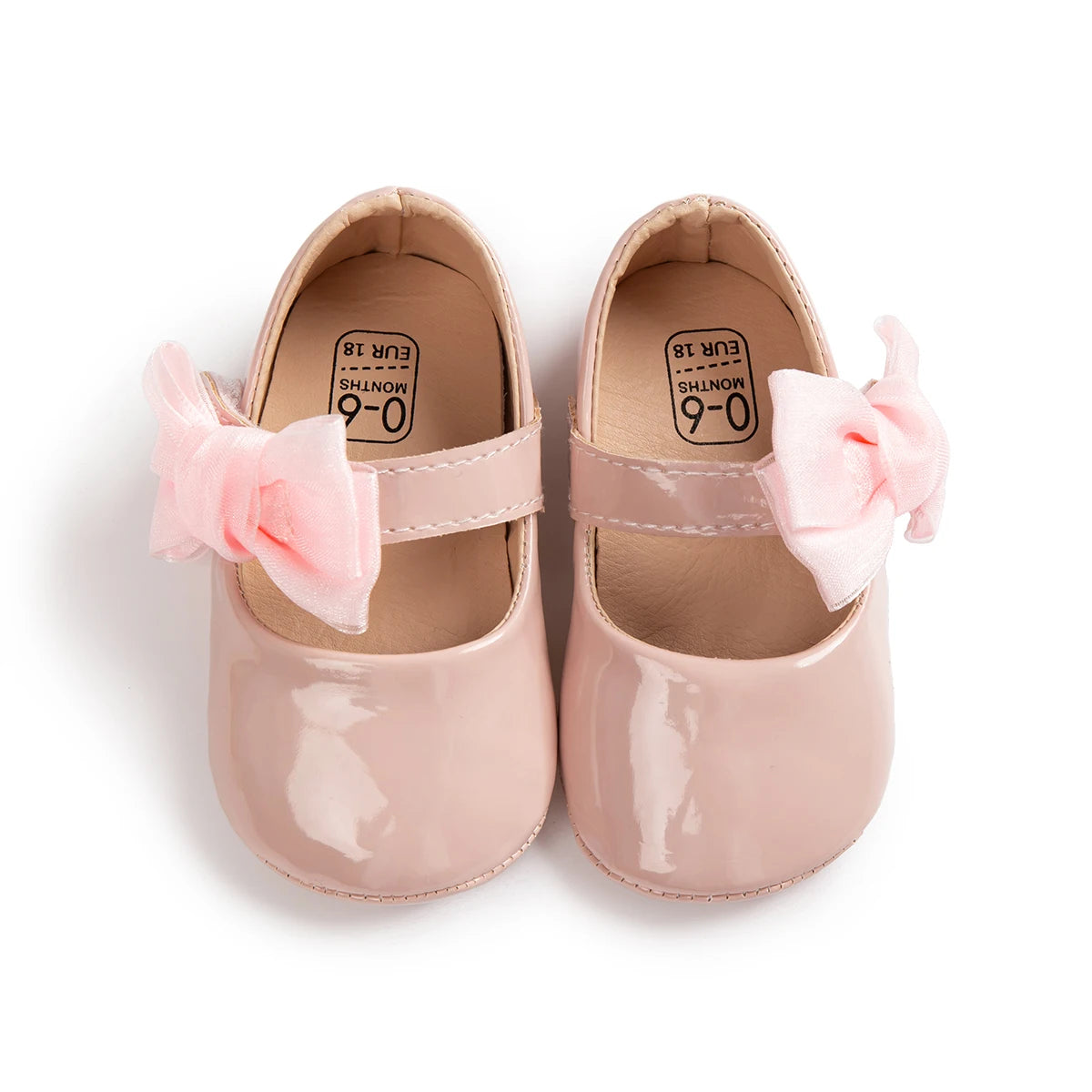 KIDSUN Baby Shoes – Newborn Girl Princess PU Toddler Shoes, Bow Decor Anti-Slip Rubber Sole First Walker (0-18M)