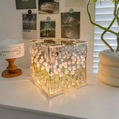 Creative DIY Tulip Flower 3D Small Night Lamp Material Kit for Couples Gift