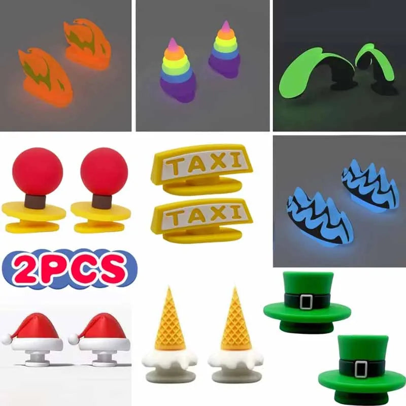 1 Pair DIY Shoe Charms – Glowing Unicorn, Strawberry, Lantern & Fin Accessories for Shark Slippers