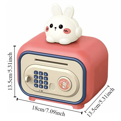 Password Lock Automatic Roll-Up Savings Bank Voice Reminder Fingerprint Protected Smart Cartoon Money Deposit Storage Box