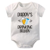 Funny "Daddy's Drinking Buddy" Newborn Baby Romper – Short Sleeve Cotton Bodysuit, Casual Summer Outfit, Perfect for Father's Day Gifts