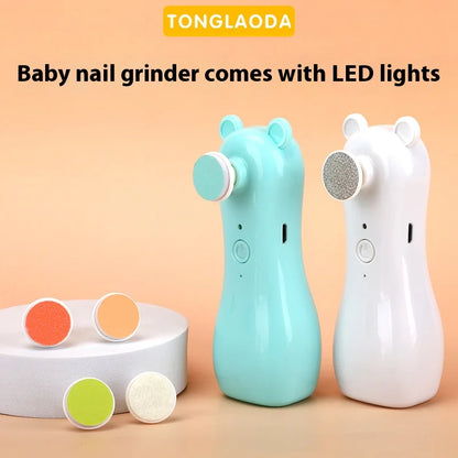 Baby Nail Grinder – Rabbit & Bear Rechargeable Anti-Clamping Nail Clippers, Electric Nail Grinder Set for Newborn Care