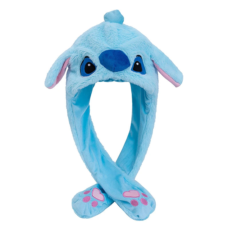 Stitch Bunny Ear Plush Beanie with Moving Ears – Cute Knit Winter Hat for Women & Girls, 55–60 cm (21.7–23.6 in)