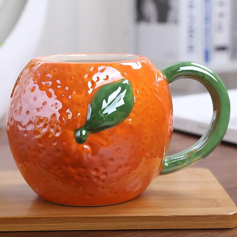 1-Piece Ceramic Kids Fruit Mug — Strawberry, Pumpkin & Pineapple Handgrip Coffee & Milk Cup | Cute Breakfast & Birthday Gift