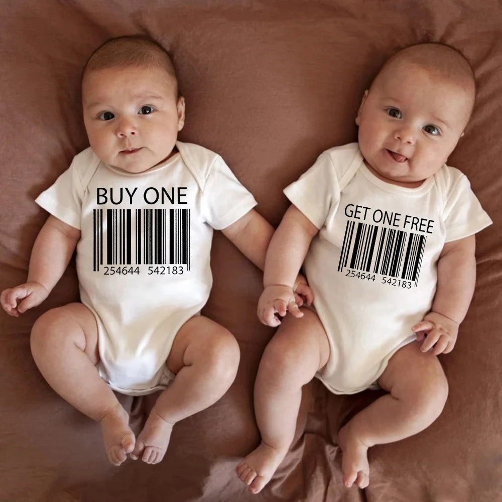 Buy One Get One Free – Twins Fun Cute Baby Bodysuits – Summer Short Sleeve Cotton Newborn Clothes for Boys & Girls – High Quality, Dropshipping Available