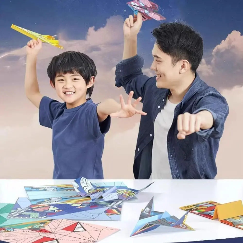 Paper Handmade Colored Set – Montessori Cartoon Origami and Airplane Folding Art Toy for Kids