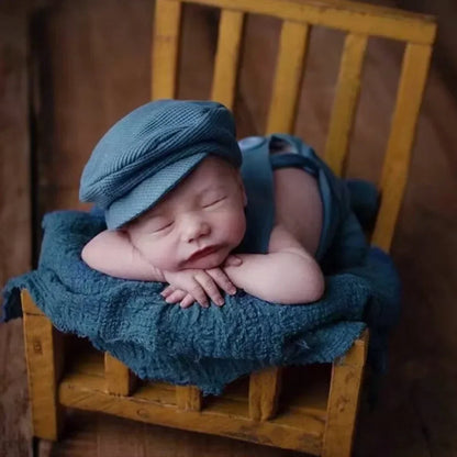 2Pcs Newborn Photography Outfit Set – Cap & Suspenders Studio Photo Props, Baby Hat & Overalls Accessories for Fotografia