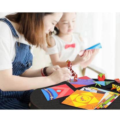 108Pcs Cartoon Origami Paper and Craft Book – DIY Handmade 3D Puzzle Animal Educational Toy for Kids