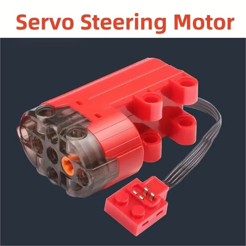 Electric Motor Set for RC Car – Battery Box, Switch, and LED Light Power Functions for MOC Building Blocks