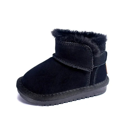 Winter New Baby Snow Boots, Leather Thick Plush Warm Toddler Kids Shoes, Fashion Little Girls Boys Boots, EU 15-25