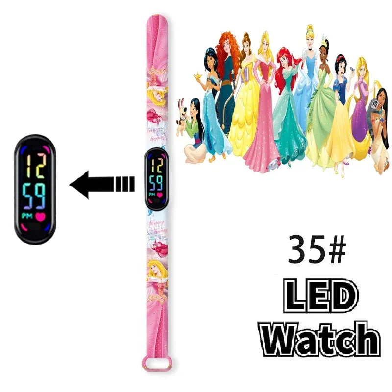 Disney Princess Frozen Elsa Kids Digital Watch Cartoon LED Touch Waterproof Electronic Birthday Gift Toy