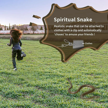 43.3-Inch (110 cm) Realistic Rubber Snake Prank Toy with 16.4 ft (500 cm) String & Metal Clip