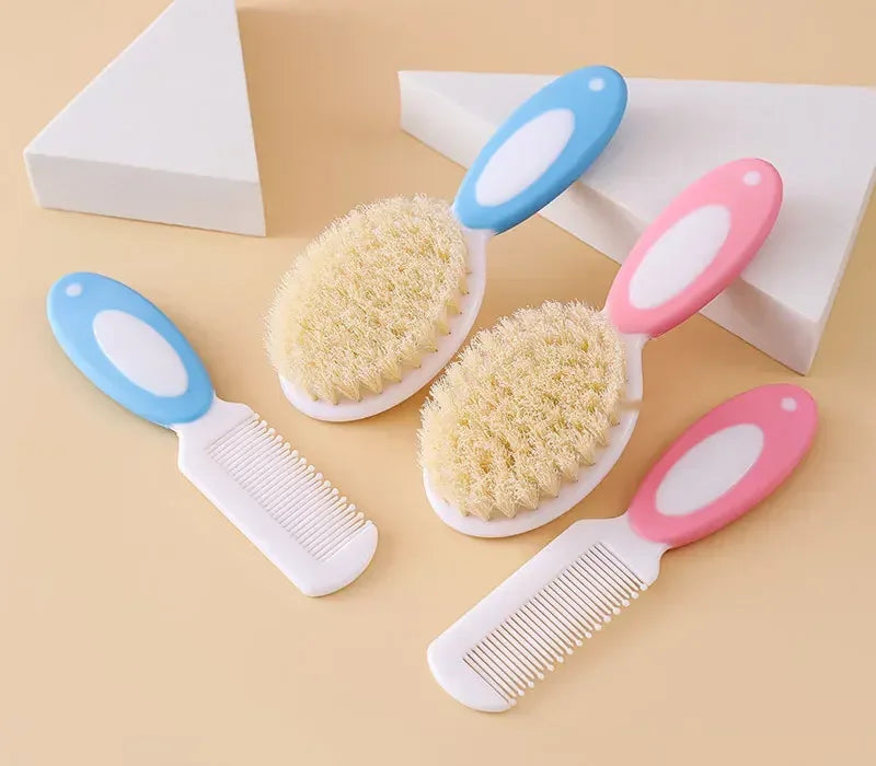 2PCS Baby Hair Brush Set – Soft Bristles Cradle Cap Brush for Newborns & Toddlers, Infant Bathing Comb, Baby Care Gift Accessories