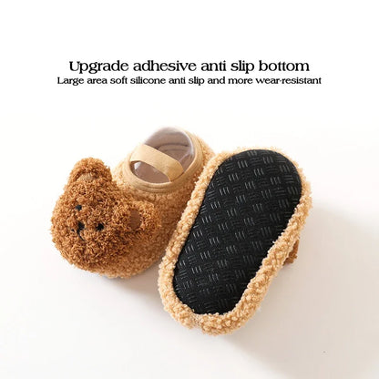 Winter Infant Anti-Slip Floor Socks – Soft Bottom Baby Walking Shoes with Cute Cartoon Bear