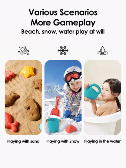 Summer Beach Toy Set With Bucket, Watering Bottle & Shovels — 18Pcs Sand & Water Play Kit For Kids