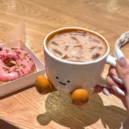 Cartoon Couple Ceramic Coffee Mug - Cute Breakfast Tea & Milk Cup (1-Pack)