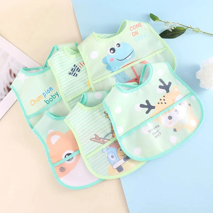5-Piece Set – Random Cartoon Animal Waterproof Baby Bibs for Boys & Girls, Adjustable Toddler Feeding Bibs & Saliva Bibs - Kidzy Market