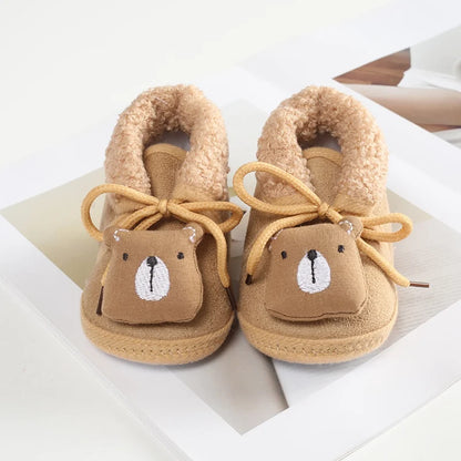 Jlong Winter Newborn Soft Sole First Walker Baby Shoes – Fur Warm Snow Boots for Girls (0-18 Months)