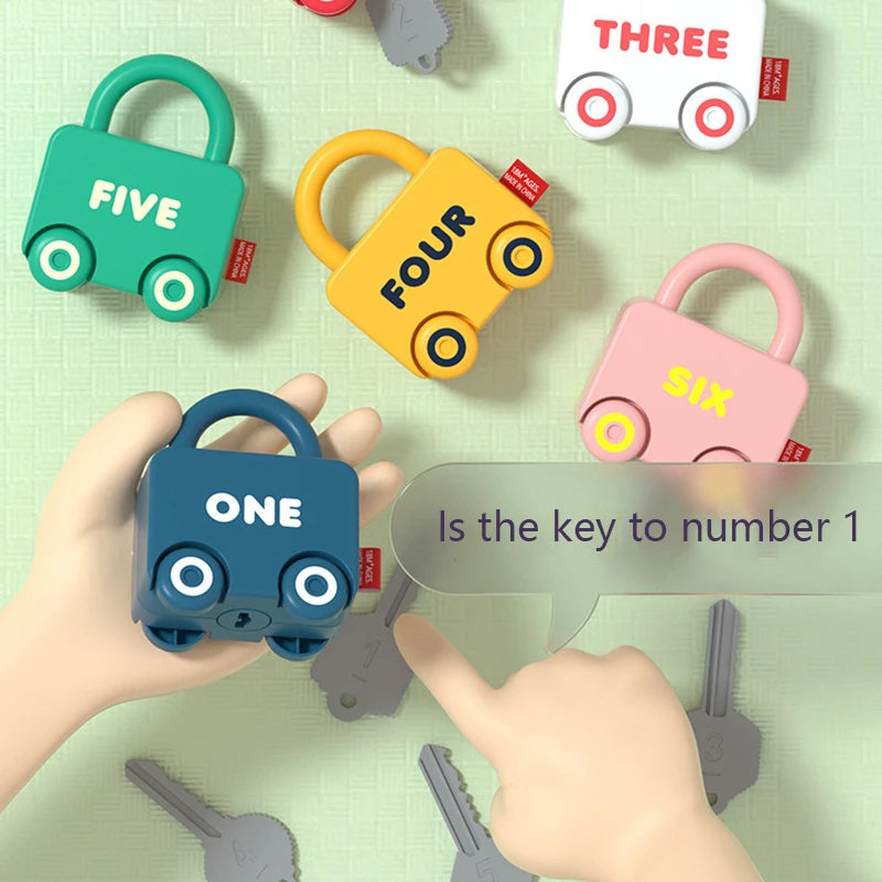 Baby Learning Lock with Key Car Toy – Montessori Educational Number Matching and Sensory Toy for Kids Ages 1-3