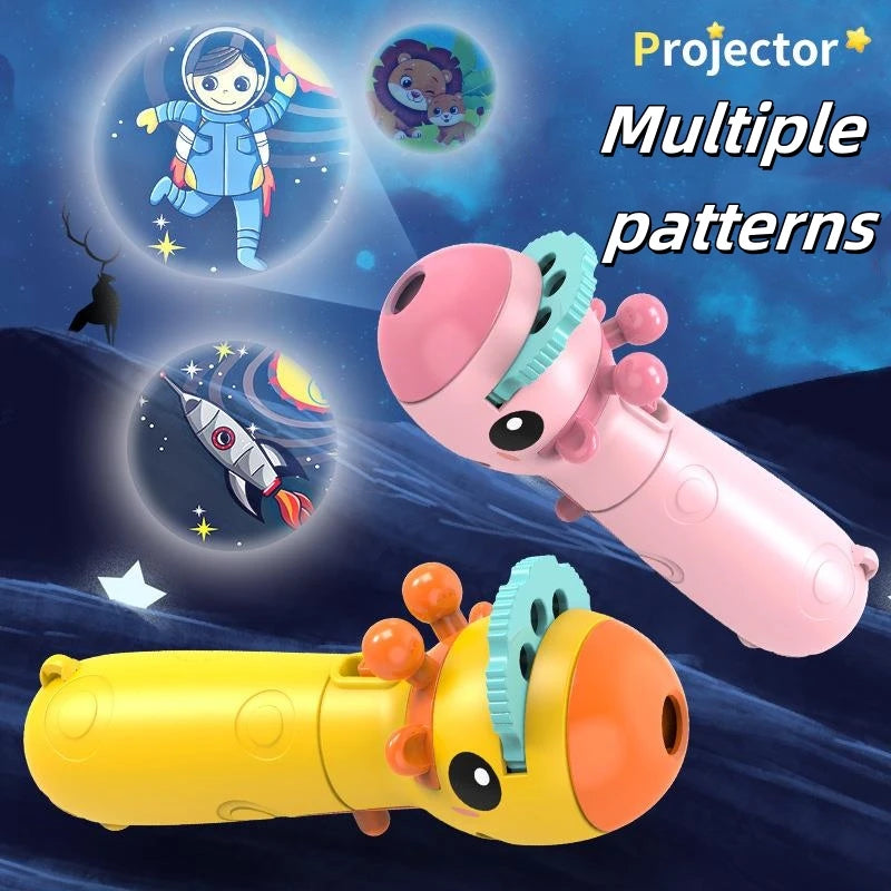 Kids 3-Pattern Projection Flashlight Night Light – Bedtime Story Projector, Educational Luminous Toy