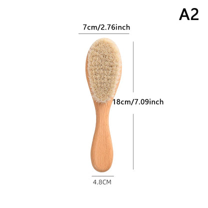 Wooden Handle Baby Hair Brush - Newborn Hair Brush, Infant Comb & Head Massager