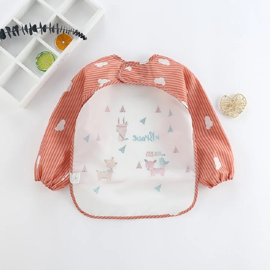 Waterproof Baby Eating Smock – Long-Sleeve Bib & Art Apron with Cute Animal Design - Kidzy Market