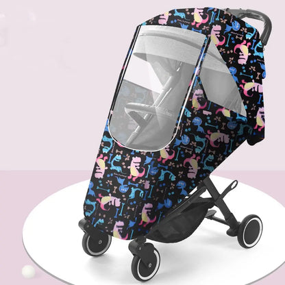 Breathable Dustproof Travel Large Circle Outdoor Cartoon Buggy Protection Stroller Rain Cover Nylon Pushchair Rain Shade