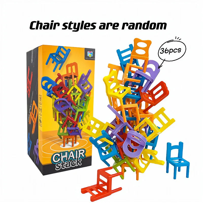 24-42pc Children's Puzzle Folding Chair Toy - Parent-Child Interactive Game, Chair Stack Party Game, Social Juego for Kids