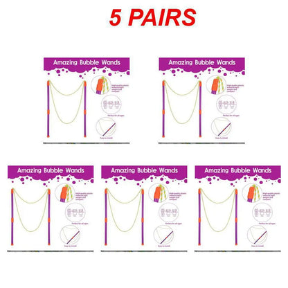 Outdoor Giant Bubble Wand Set - 2-Pack Foldable Bubble Wands (28 cm / 11 in Sections) for Kids, Parties & Rainbow Bubbles