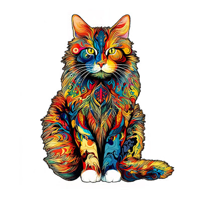 Unique Cat Pattern Wooden Puzzle, Irregular Animal Shapes, Leisure Toy, Gift for Halloween, Christmas, Birthday